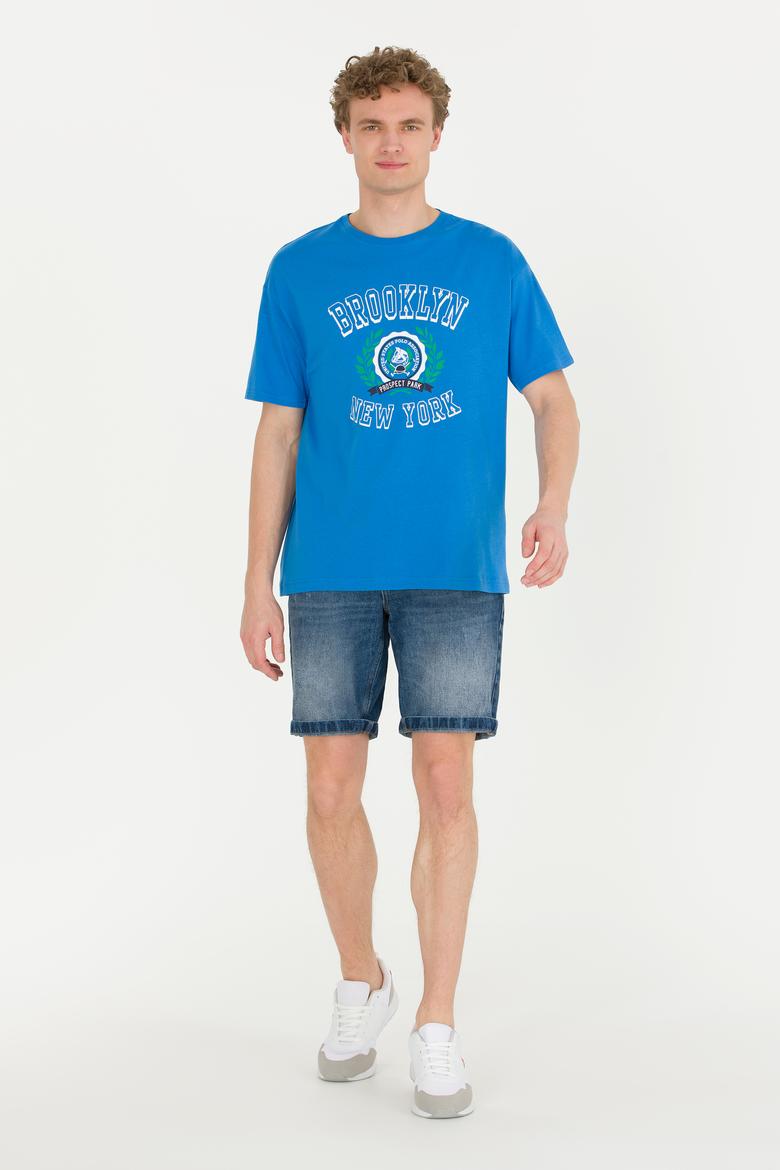 Erkek Saks Comfort Bisiklet Yaka Tişört - 50264933017