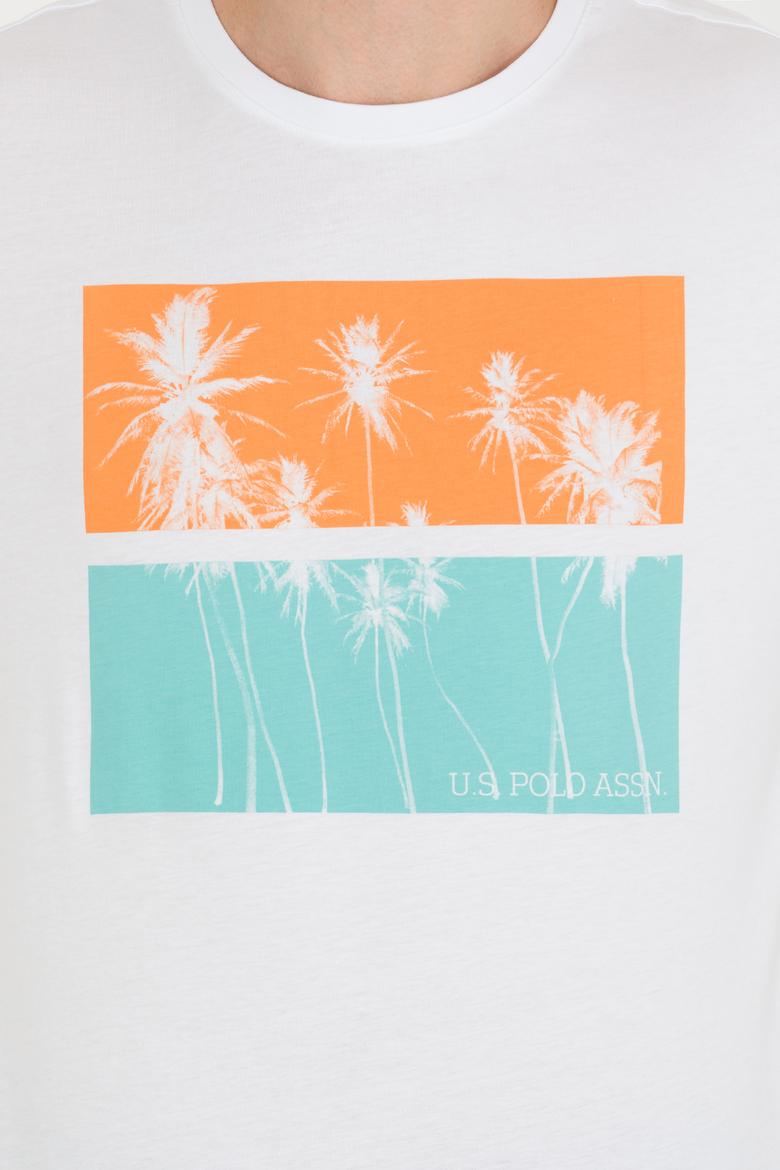 Erkek Beyaz Bisiklet Yaka Tişört - 50264934007