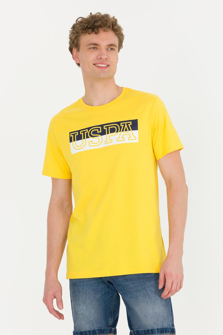 Erkek Koyu Sarı Bisiklet Yaka Tişört - 50264954008