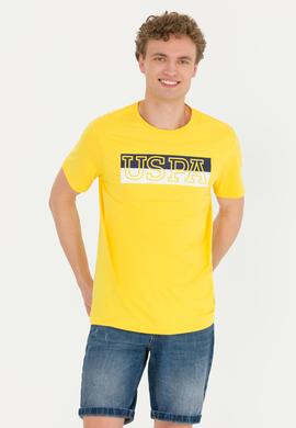 Erkek Koyu Sarı Bisiklet Yaka Tişört - 50264954008