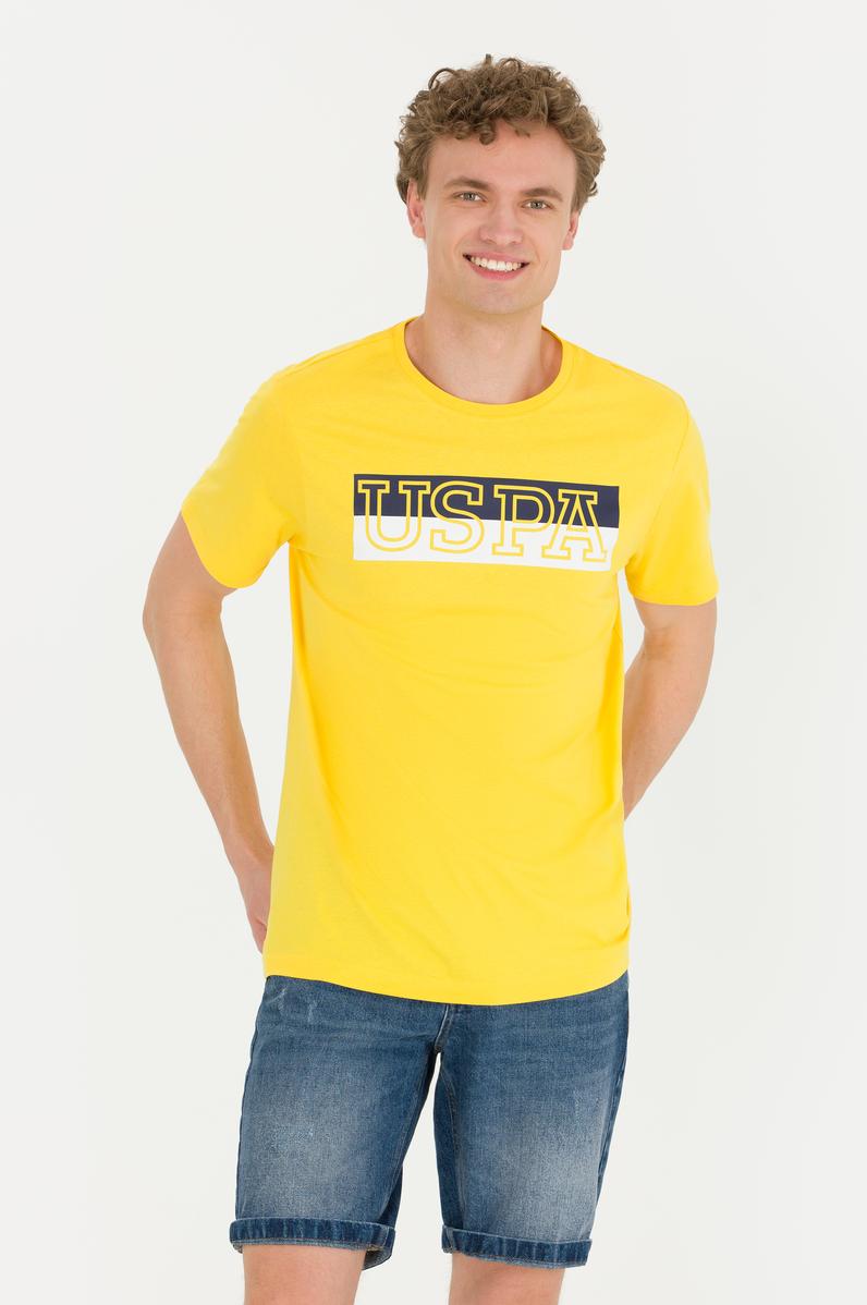 Erkek Koyu Sarı Bisiklet Yaka Tişört