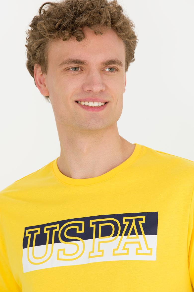 Erkek Koyu Sarı Bisiklet Yaka Tişört - 50264954008