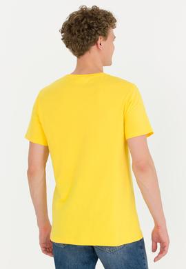 Erkek Koyu Sarı Bisiklet Yaka Tişört - 50264954008