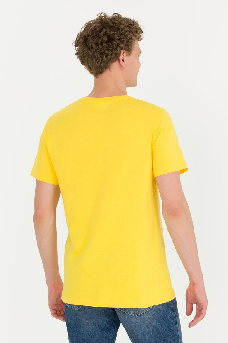 Erkek Koyu Sarı Bisiklet Yaka Tişört - 50264954008