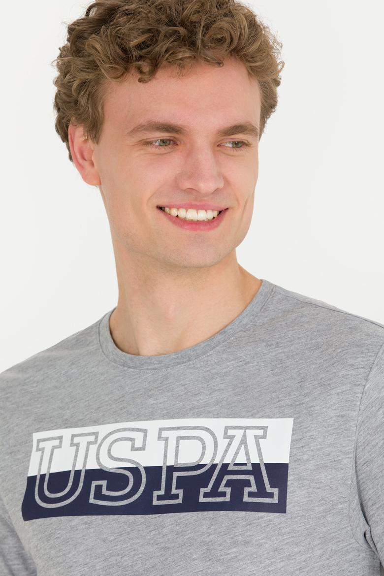 Erkek Gri Melanj Bisiklet Yaka Tişört - 50264954078