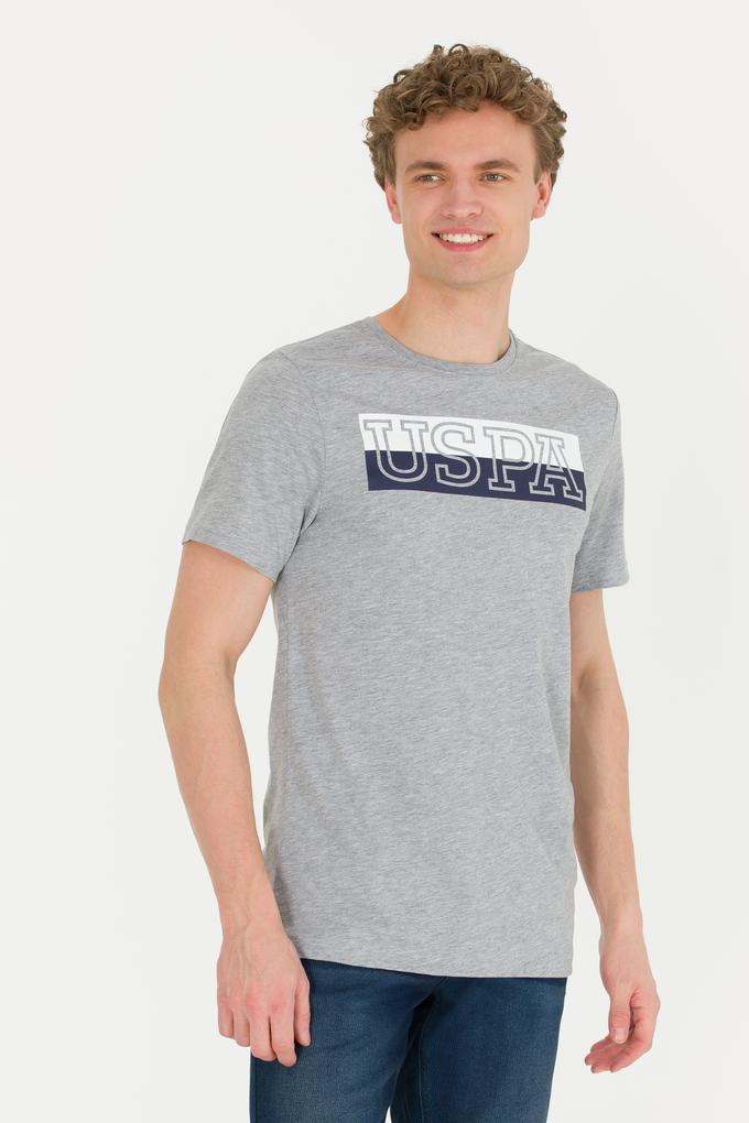 Erkek Gri Melanj Bisiklet Yaka Tişört