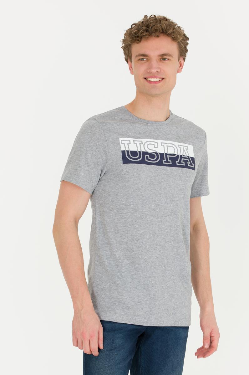 Erkek Gri Melanj Bisiklet Yaka Tişört