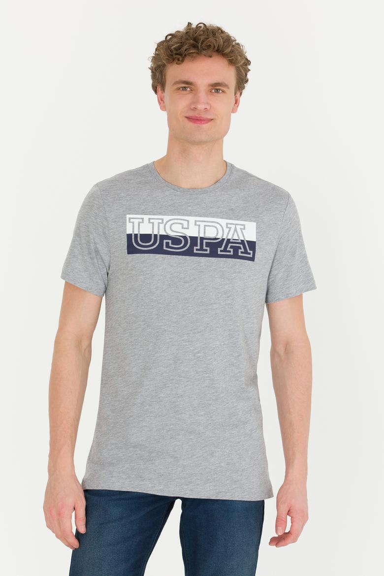 Erkek Gri Melanj Bisiklet Yaka Tişört - 50264954078