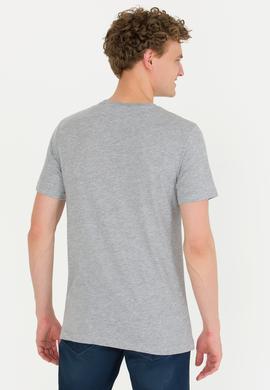 Erkek Gri Melanj Bisiklet Yaka Tişört - 50264954078