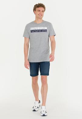 Erkek Gri Melanj Bisiklet Yaka Tişört - 50264954078