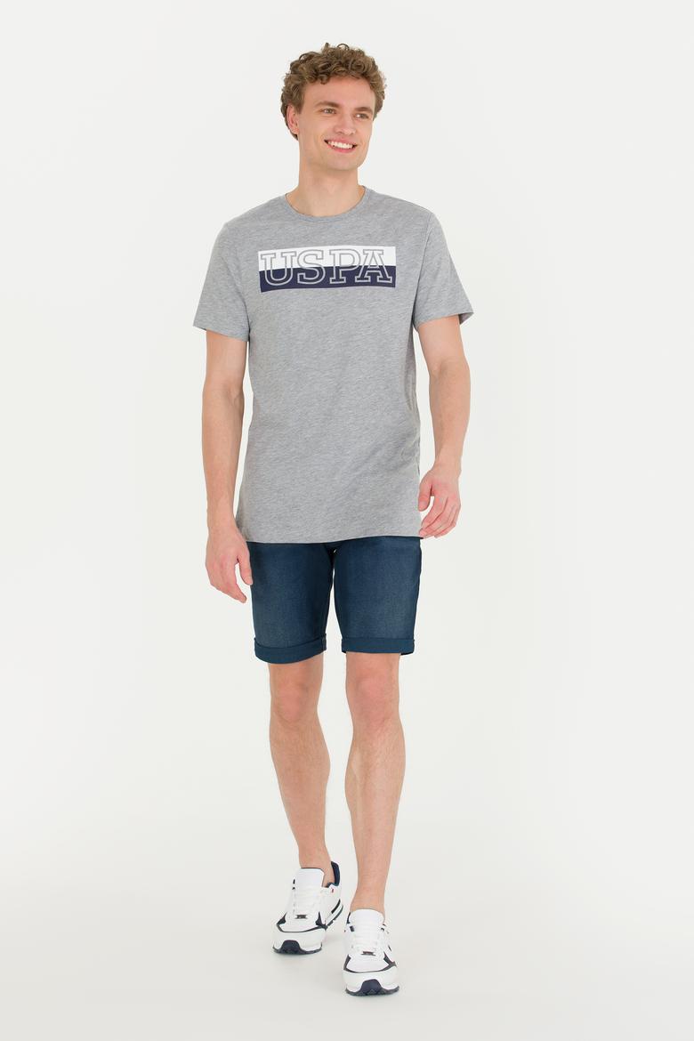 Erkek Gri Melanj Bisiklet Yaka Tişört - 50264954078