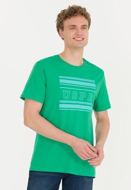 Erkek Yeşil Bisiklet Yaka Tişört - 50264961050