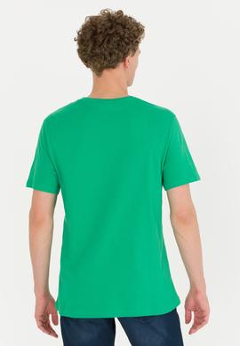 Erkek Yeşil Bisiklet Yaka Tişört - 50264961050