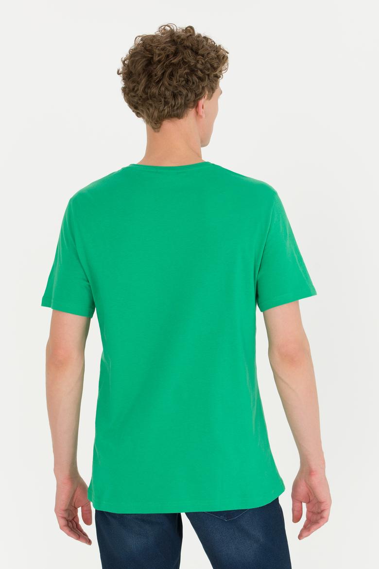 Erkek Yeşil Bisiklet Yaka Tişört - 50264961050