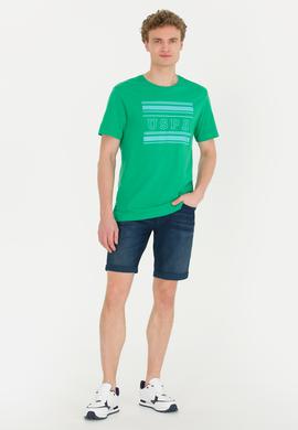 Erkek Yeşil Bisiklet Yaka Tişört - 50264961050