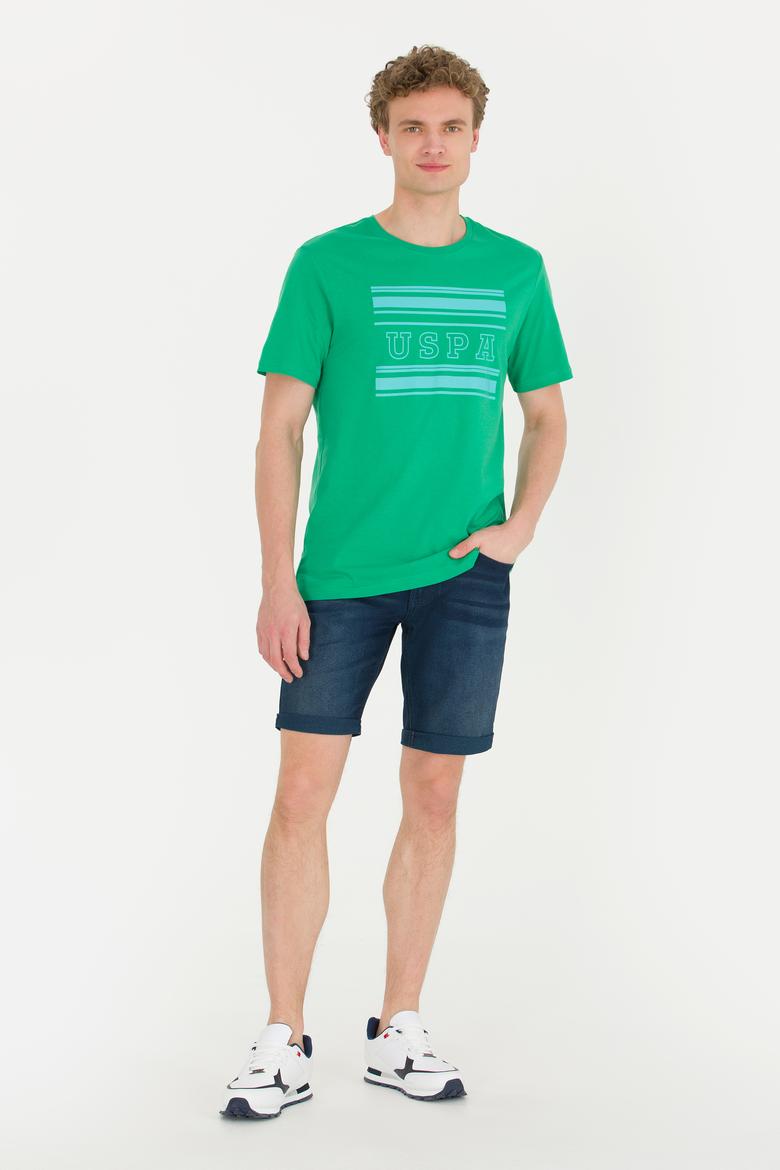 Erkek Yeşil Bisiklet Yaka Tişört - 50264961050