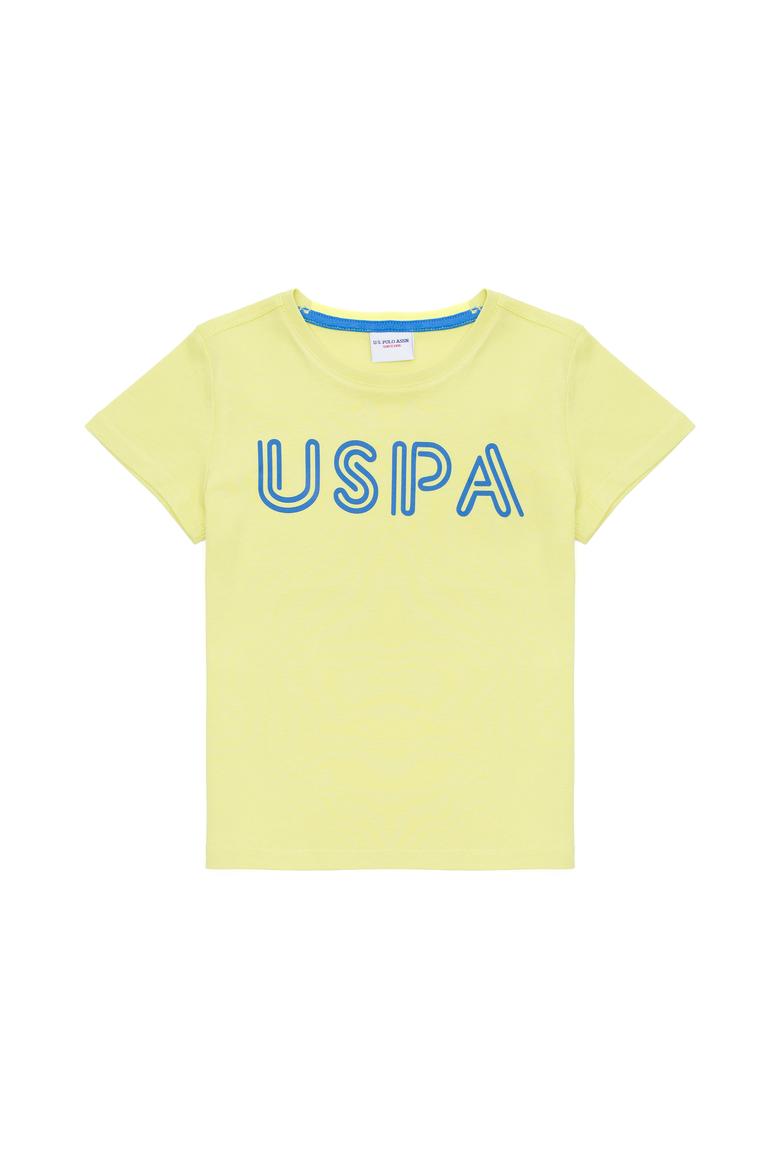 Çocuk Neon Sarı Bisiklet Yaka Tişört - 50266039078