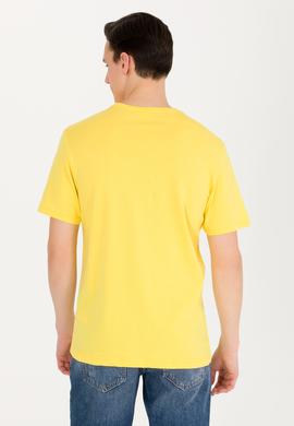 Erkek Koyu Sarı Basic V Yaka Tişört - 50263203050