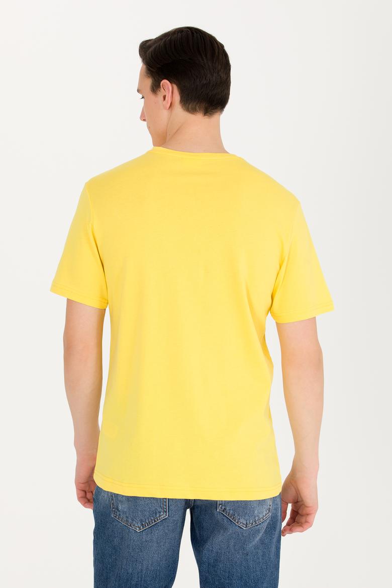 Erkek Koyu Sarı Basic V Yaka Tişört - 50263203050