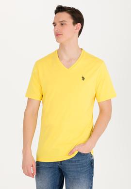 Erkek Koyu Sarı Basic V Yaka Tişört - 50263203050