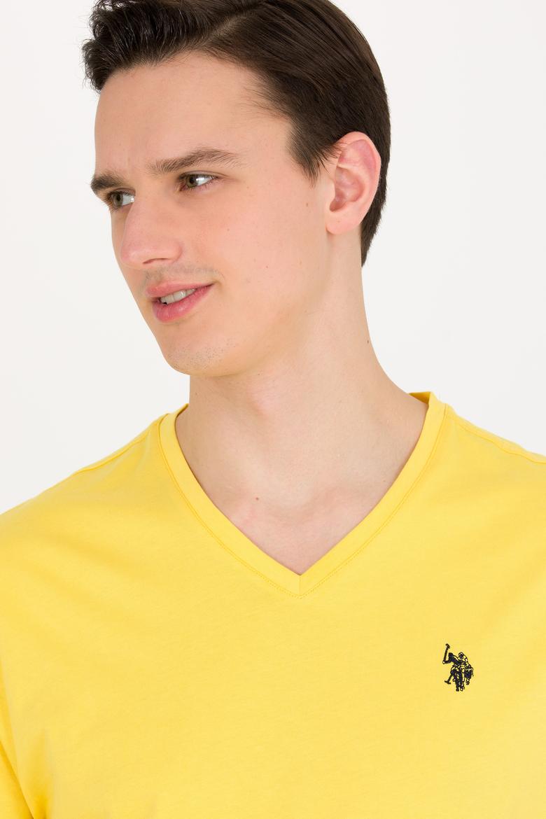 Erkek Koyu Sarı Basic V Yaka Tişört - 50263203050