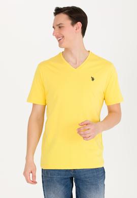 Erkek Koyu Sarı Basic V Yaka Tişört - 50263203050
