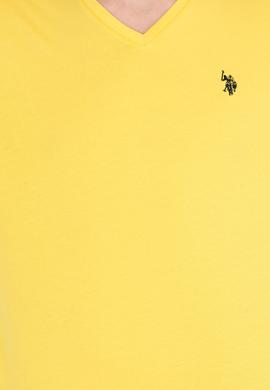 Erkek Koyu Sarı Basic V Yaka Tişört - 50263203050
