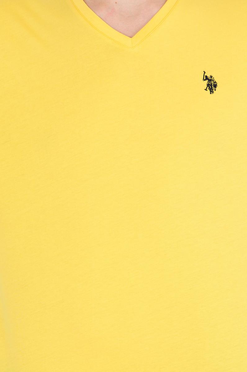 Erkek Koyu Sarı Basic V Yaka Tişört