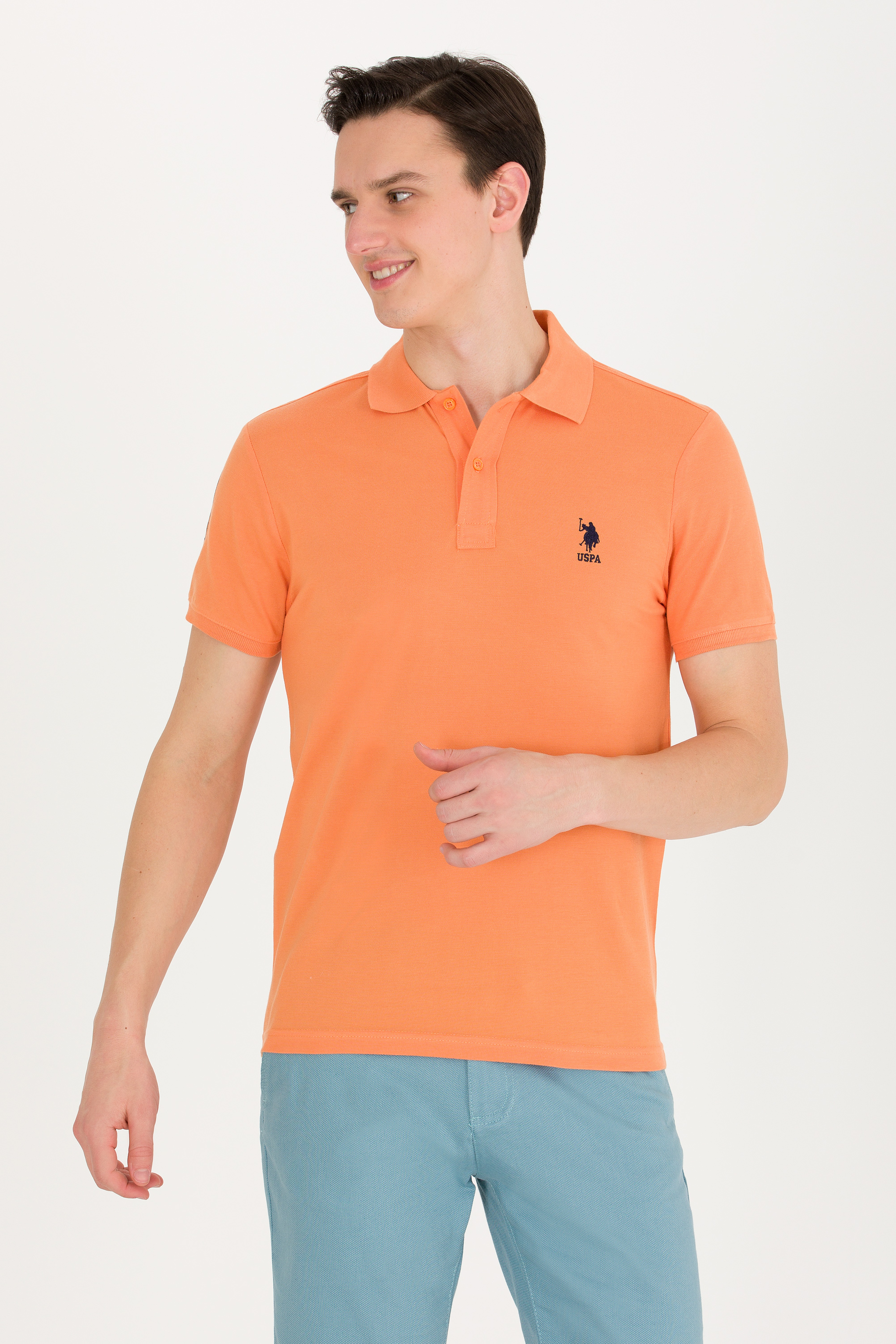 Erkek Turuncu Basic Polo Yaka Tişört