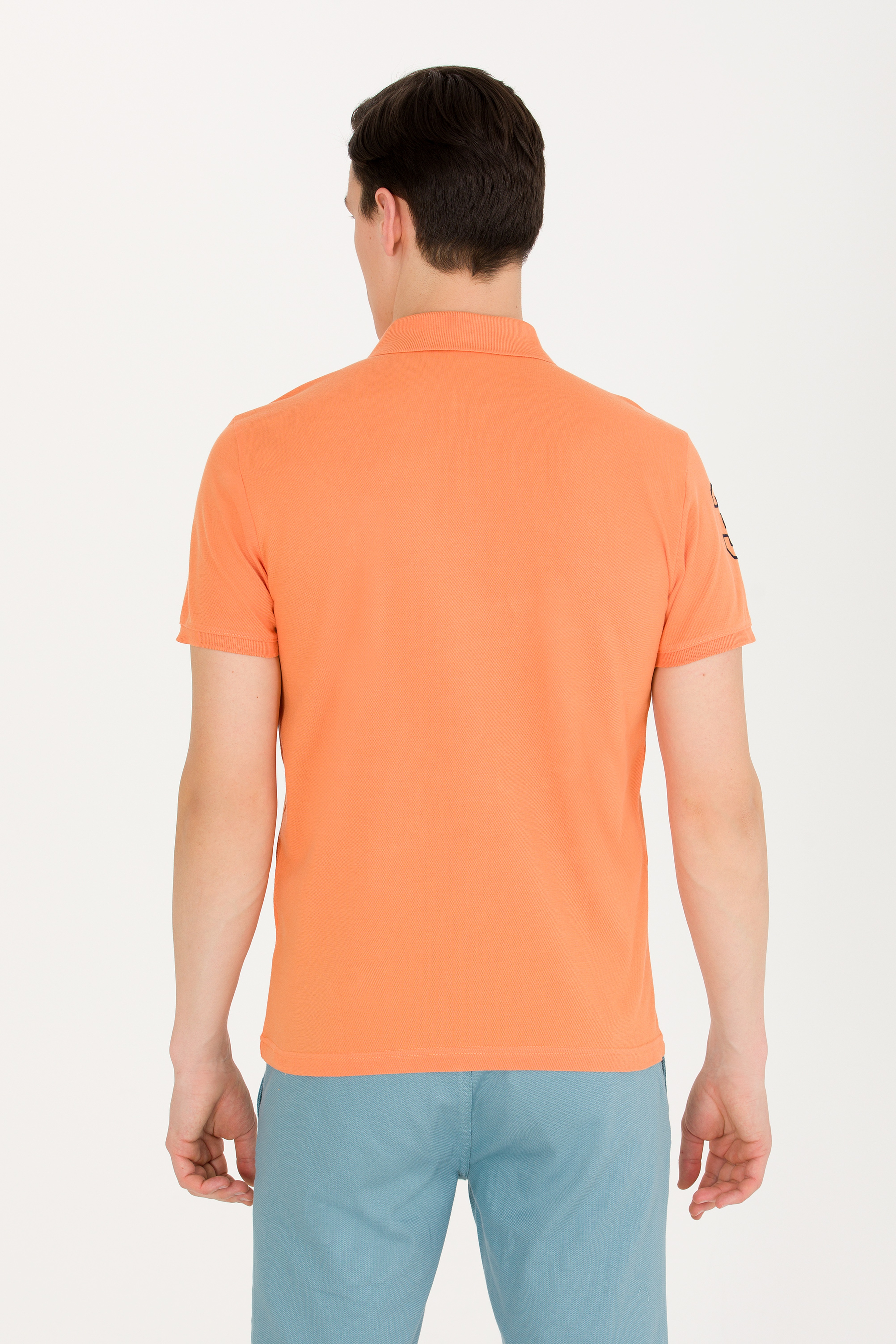 Erkek Turuncu Basic Polo Yaka Tişört - Image 5