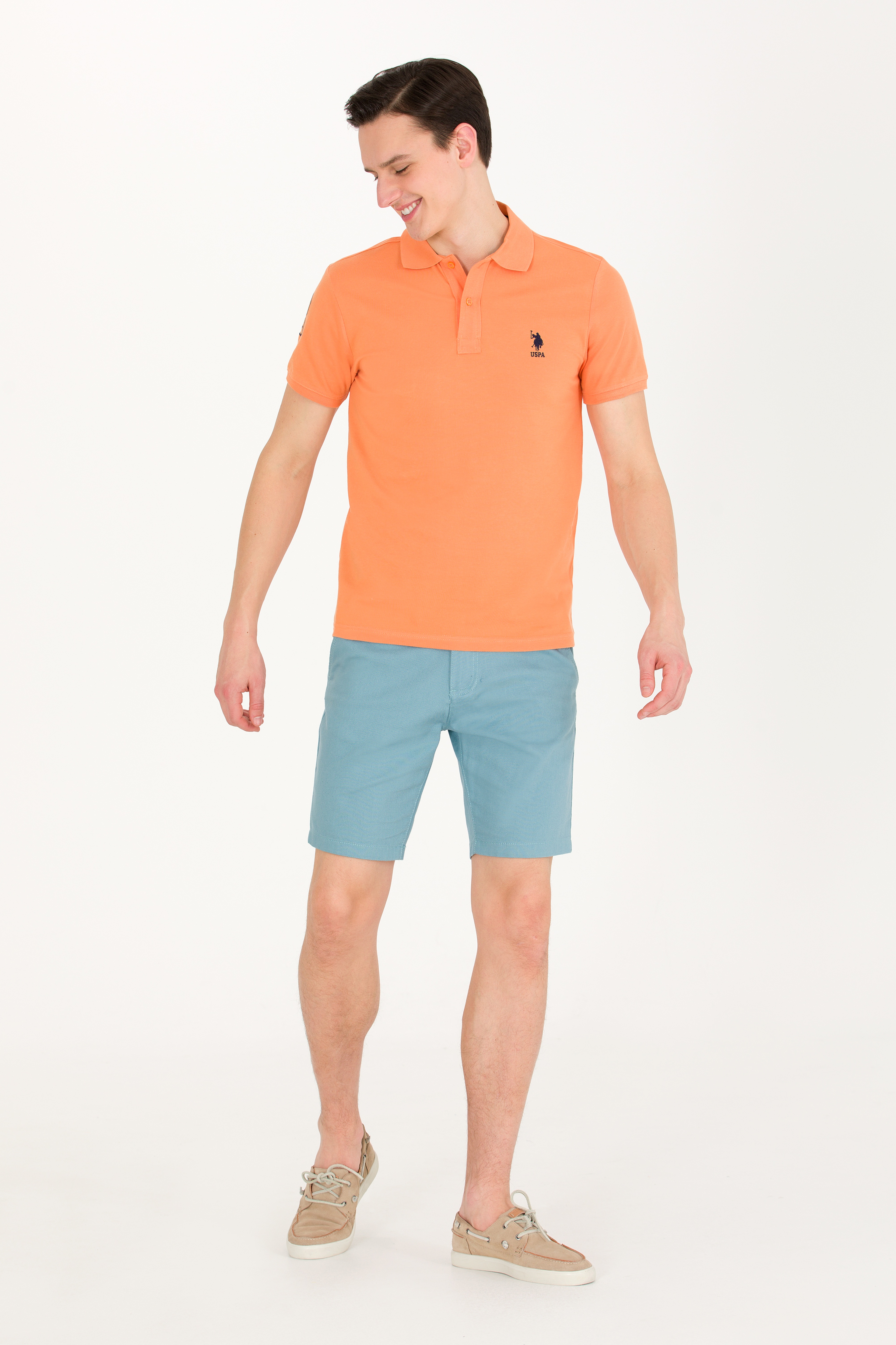 Erkek Turuncu Basic Polo Yaka Tişört
