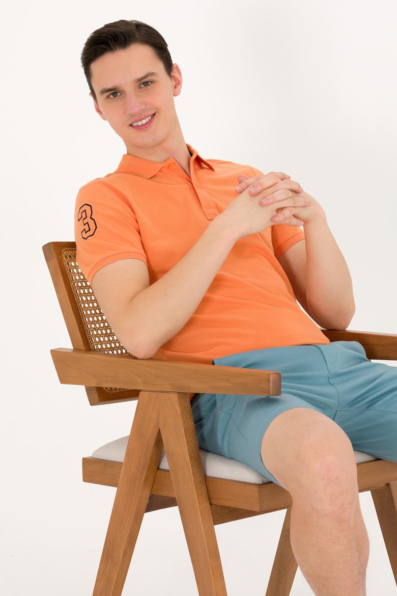 Erkek Turuncu Basic Polo Yaka Tişört