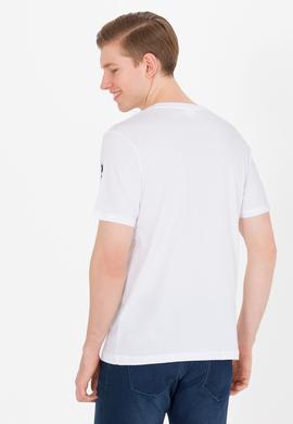 Erkek Beyaz Basic Bisiklet Yaka Tişört - 50264916013