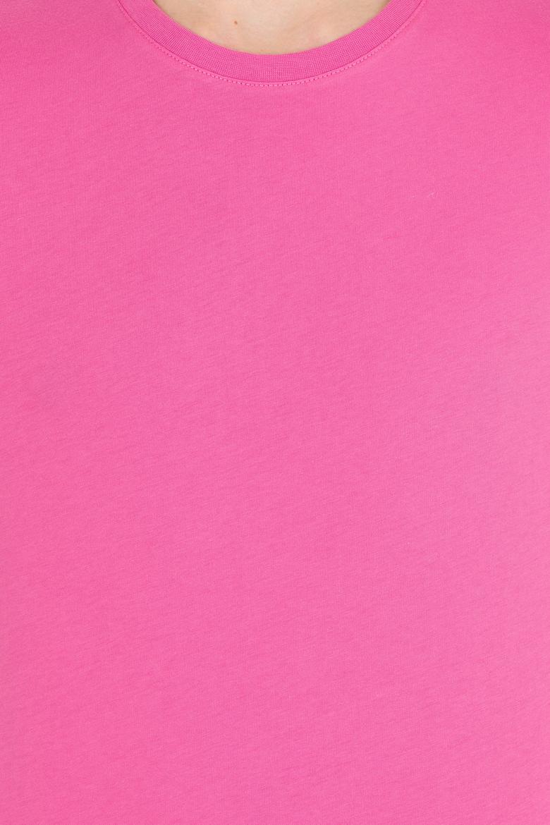 Erkek Pembe Basic Bisiklet Yaka Tişört - 50264916089