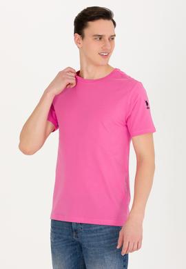 Erkek Pembe Basic Bisiklet Yaka Tişört - 50264916089