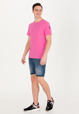 Erkek Pembe Basic Bisiklet Yaka Tişört - 50264916089