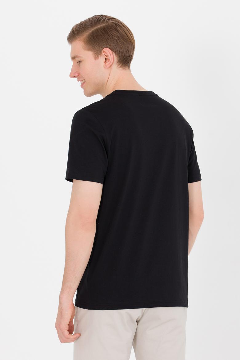 Erkek Siyah Basic Bisiklet Yaka Tişört - 50264918098