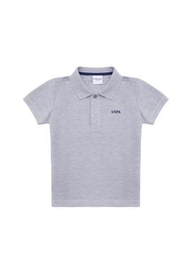 Erkek Çocuk Gri Melanj Basic Polo Yaka Tişört - 50266041084