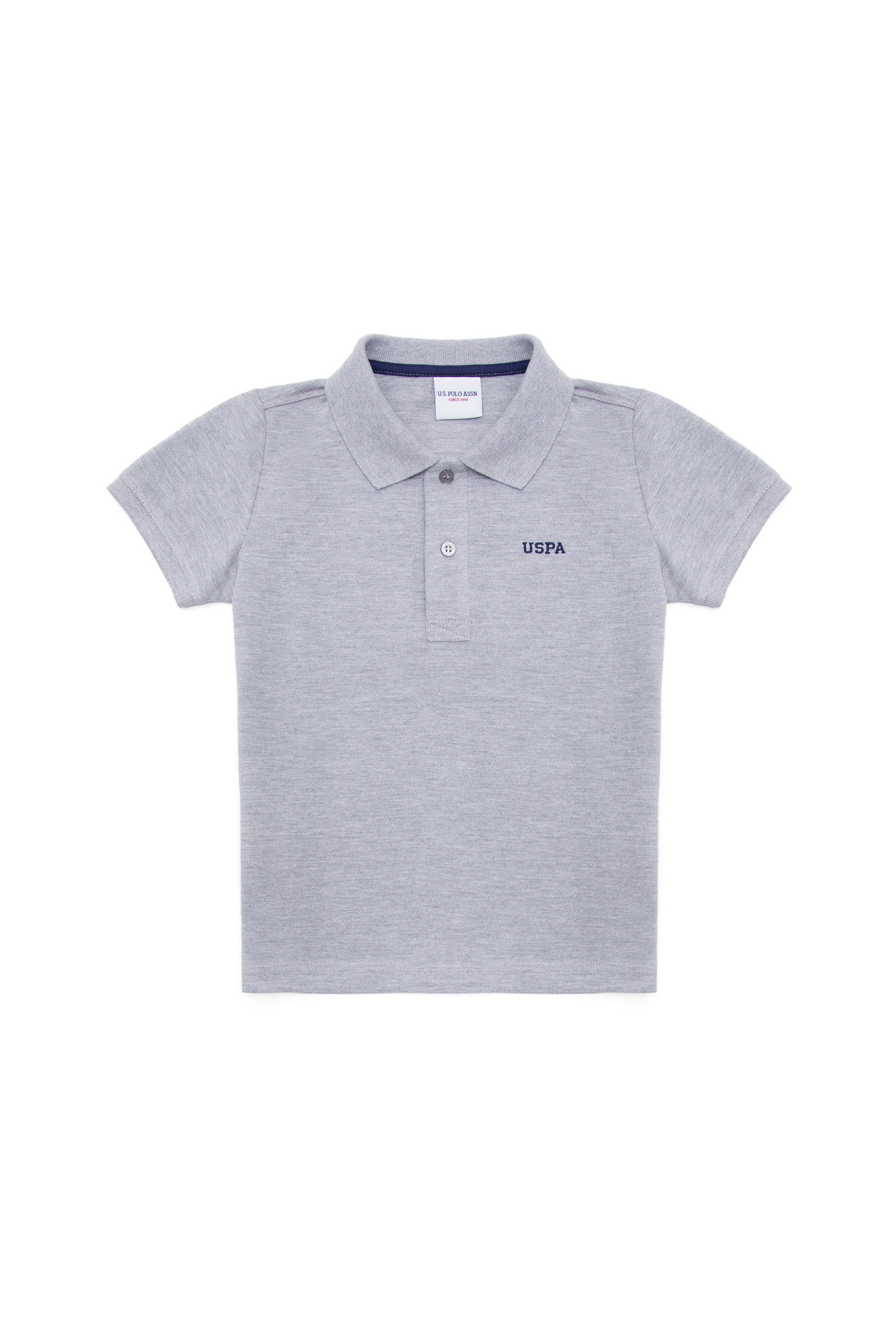 Erkek Çocuk Gri Melanj Basic Polo Yaka Tişört - Image 1