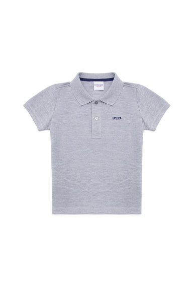Erkek Çocuk Gri Melanj Basic Polo Yaka Tişört