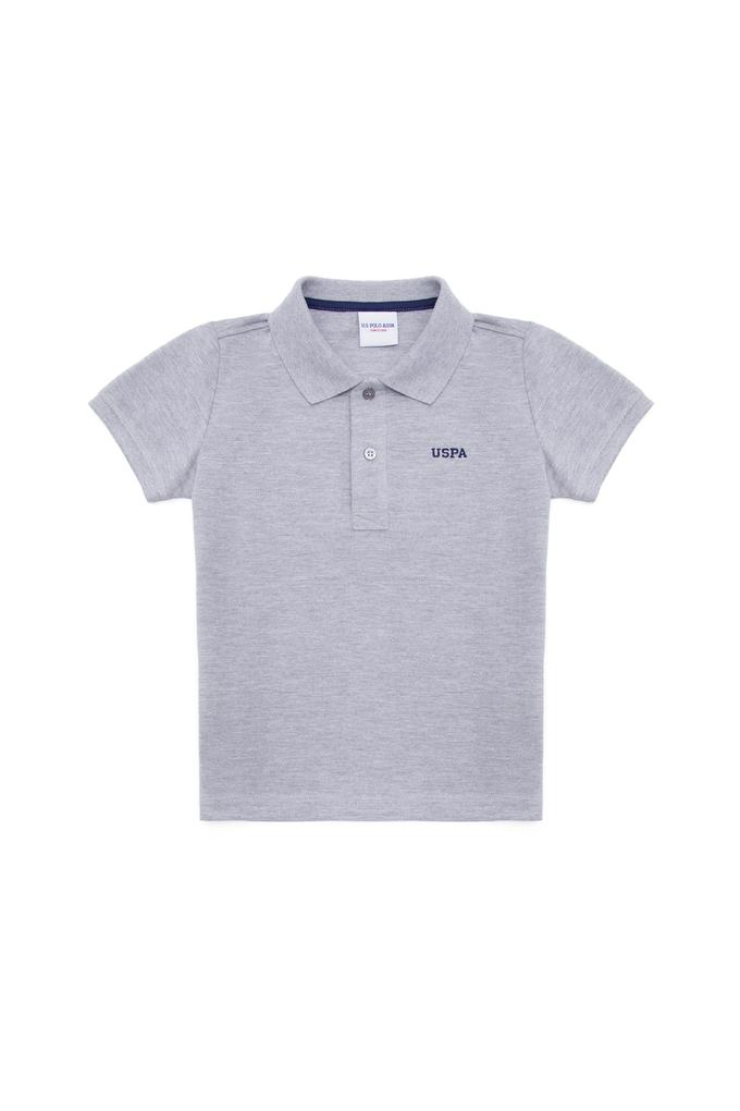 Erkek Çocuk Gri Melanj Basic Polo Yaka Tişört