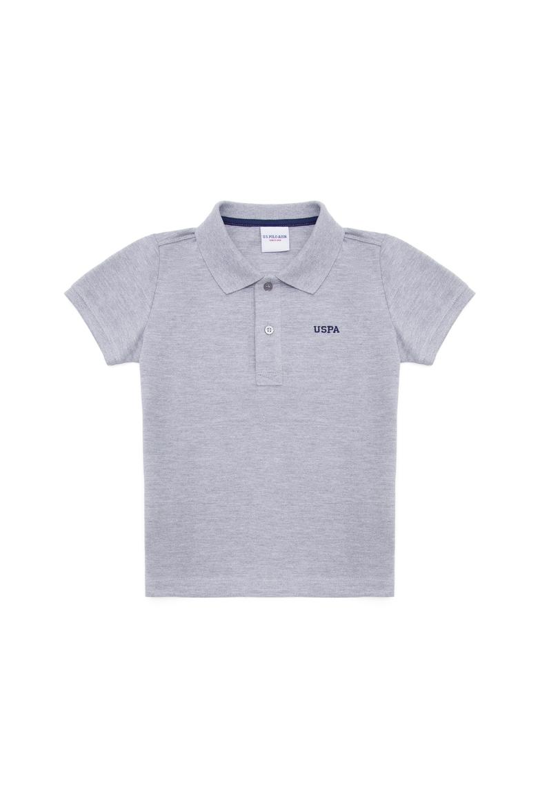 Erkek Çocuk Gri Melanj Basic Polo Yaka Tişört