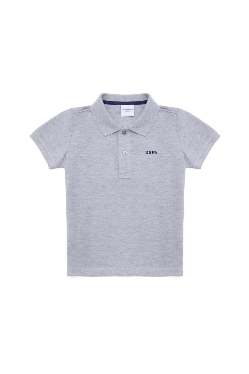 Erkek Çocuk Gri Melanj Basic Polo Yaka Tişört