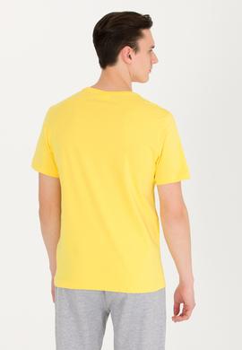 Erkek Koyu Sarı Basic Bisiklet Yaka Tişört - 50263026047