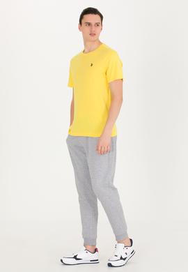 Erkek Koyu Sarı Basic Bisiklet Yaka Tişört - 50263026047