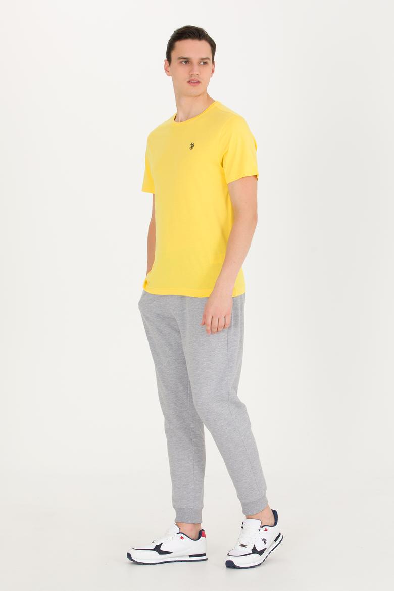 Erkek Koyu Sarı Basic Bisiklet Yaka Tişört - 50263026047