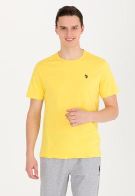 Erkek Koyu Sarı Basic Bisiklet Yaka Tişört - 50263026047