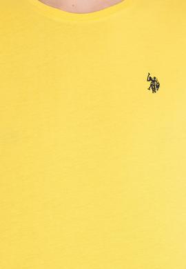 Erkek Koyu Sarı Basic Bisiklet Yaka Tişört - 50263026047