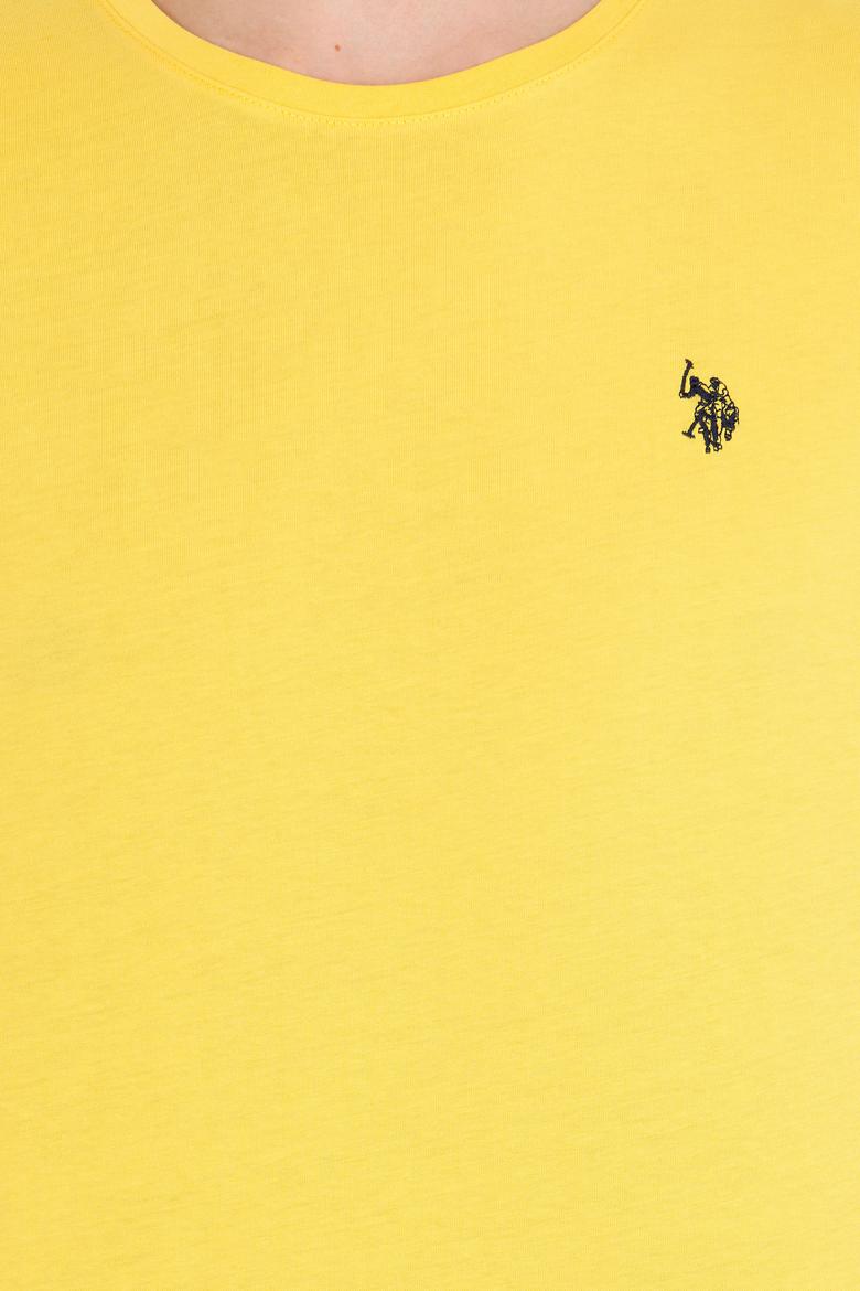 Erkek Koyu Sarı Basic Bisiklet Yaka Tişört - 50263026047