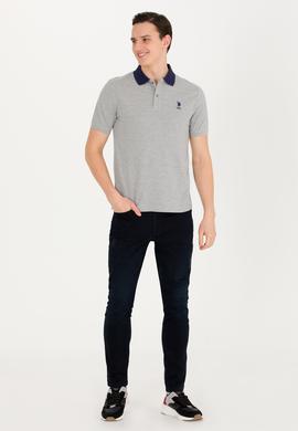 Erkek Gri Melanj Polo Yaka Tişört - 50264895069